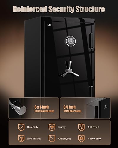 Miniatura 5 de TIGERKING Caja fuerte ignífuga grande de 8.78 pies cúbicos para el hogar, joyería de seguridad impermeable con cerradura digital, caja fuerte de