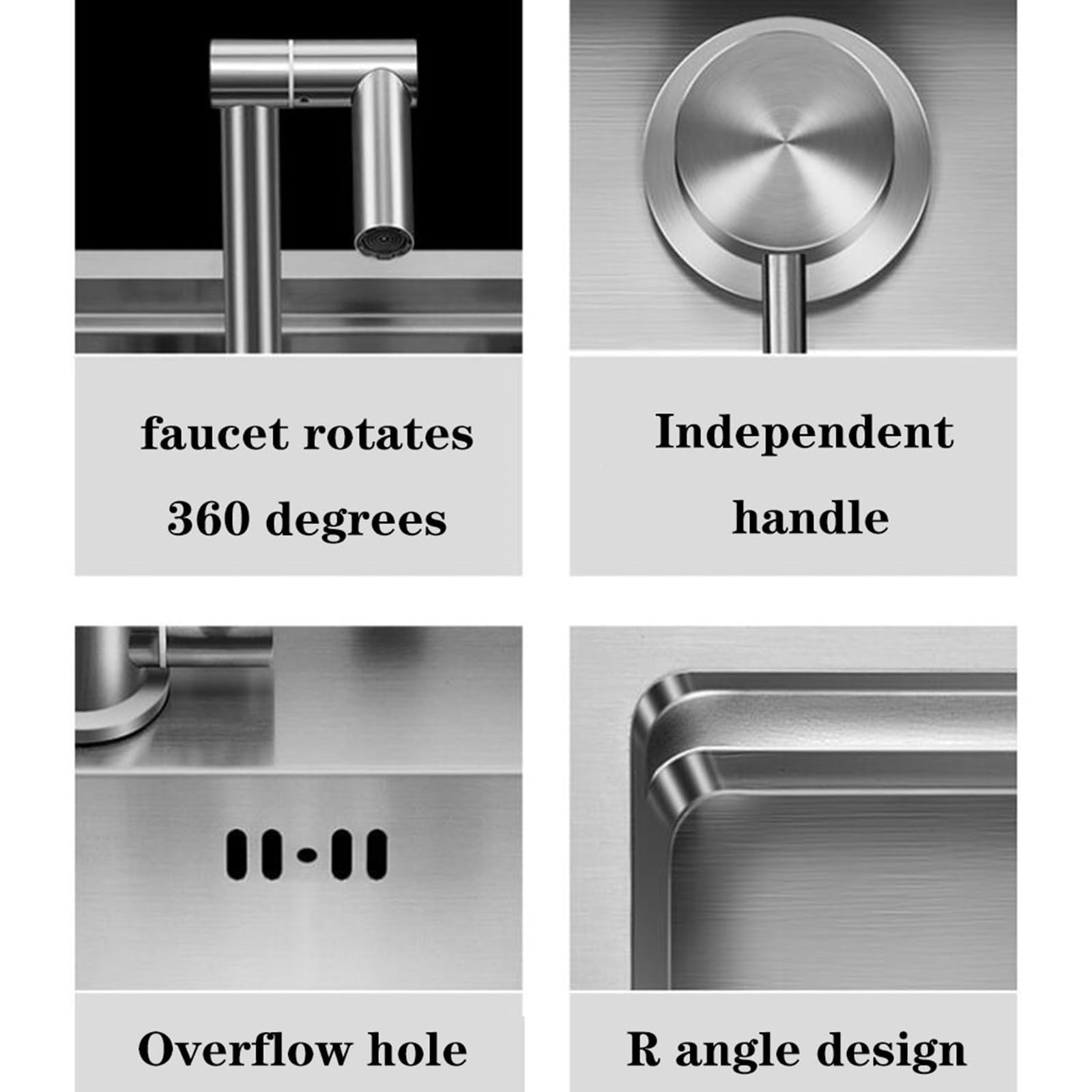 Impianti Lavello da Cucina Invisibile in Acciaio Inossidabile 304 con Piastra di Copertura - Ideale per Piccoli Spazi E Aree Bar, Design Nascosto con Rubinetto Pieghevole Cucina (Color : Silver, S :