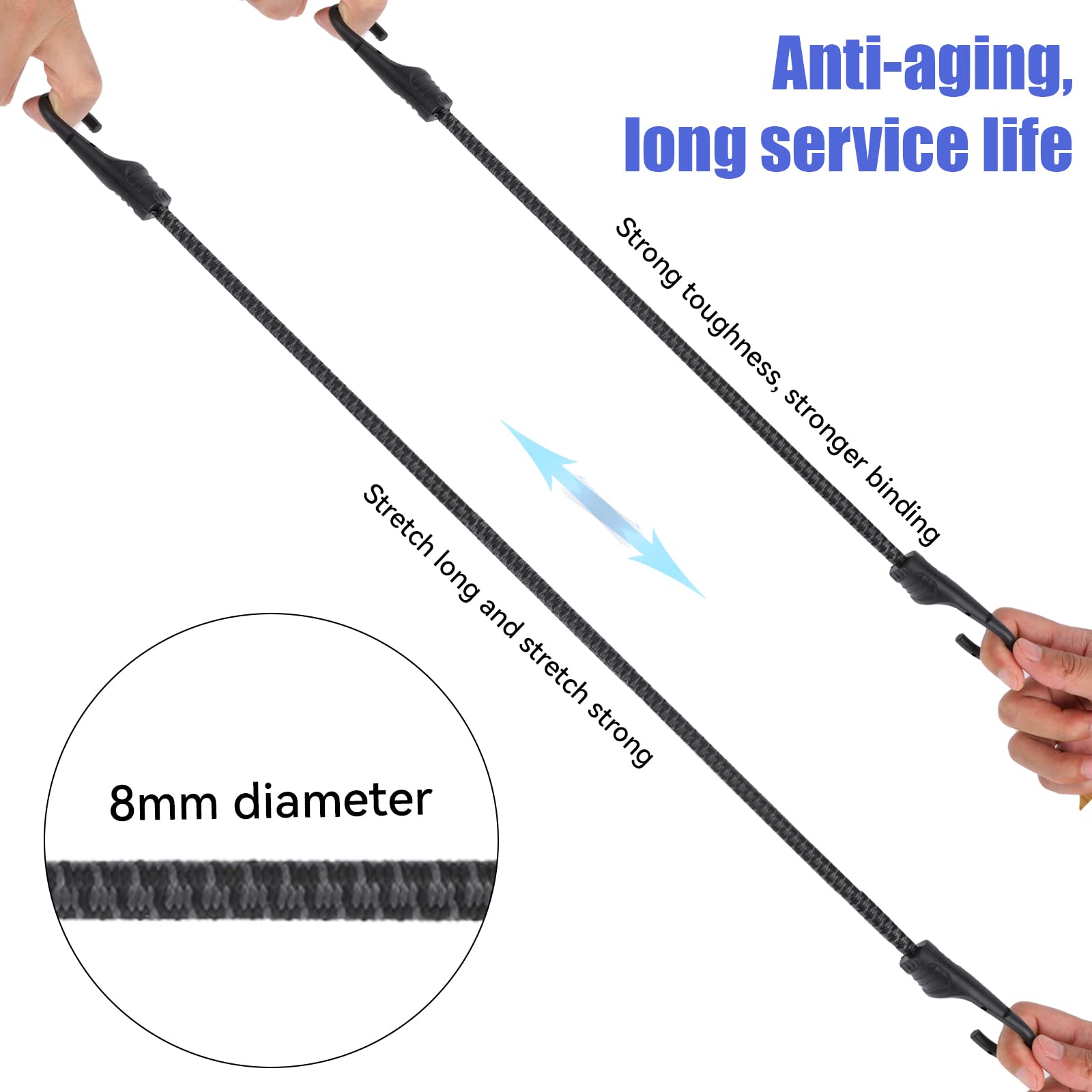 Mophorn 31 Zoll Flaches Bungee-Seil, 19,8 Mm Starke Schwarze Hochleistungsgurte Mit S Haken Aus Stahl 50 Stuck Elastisches Bungee Seil Fur Fracht Planen Lkws Und Zelte 85662260
