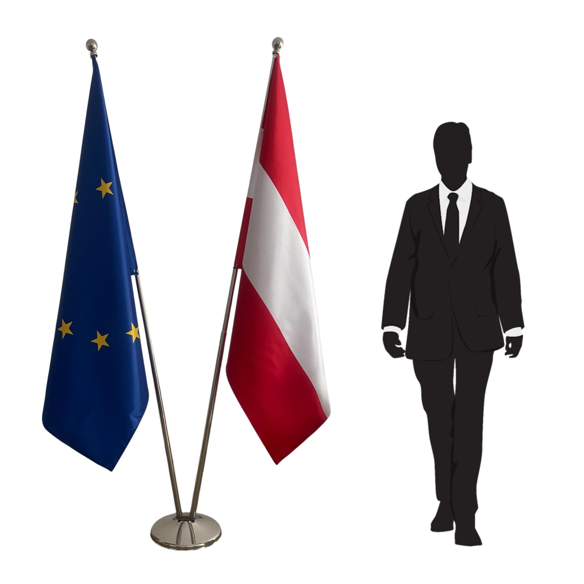 Drapeaux Autriche et UE en inox CN3-EU-AT | Prestige intérieur