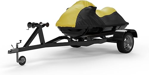 Funda impermeable para moto acuática compatible con Yamaha Wave Runner VX Deluxe 2015-2019, color amarillonegro, remolcable, protege de la lluvia,