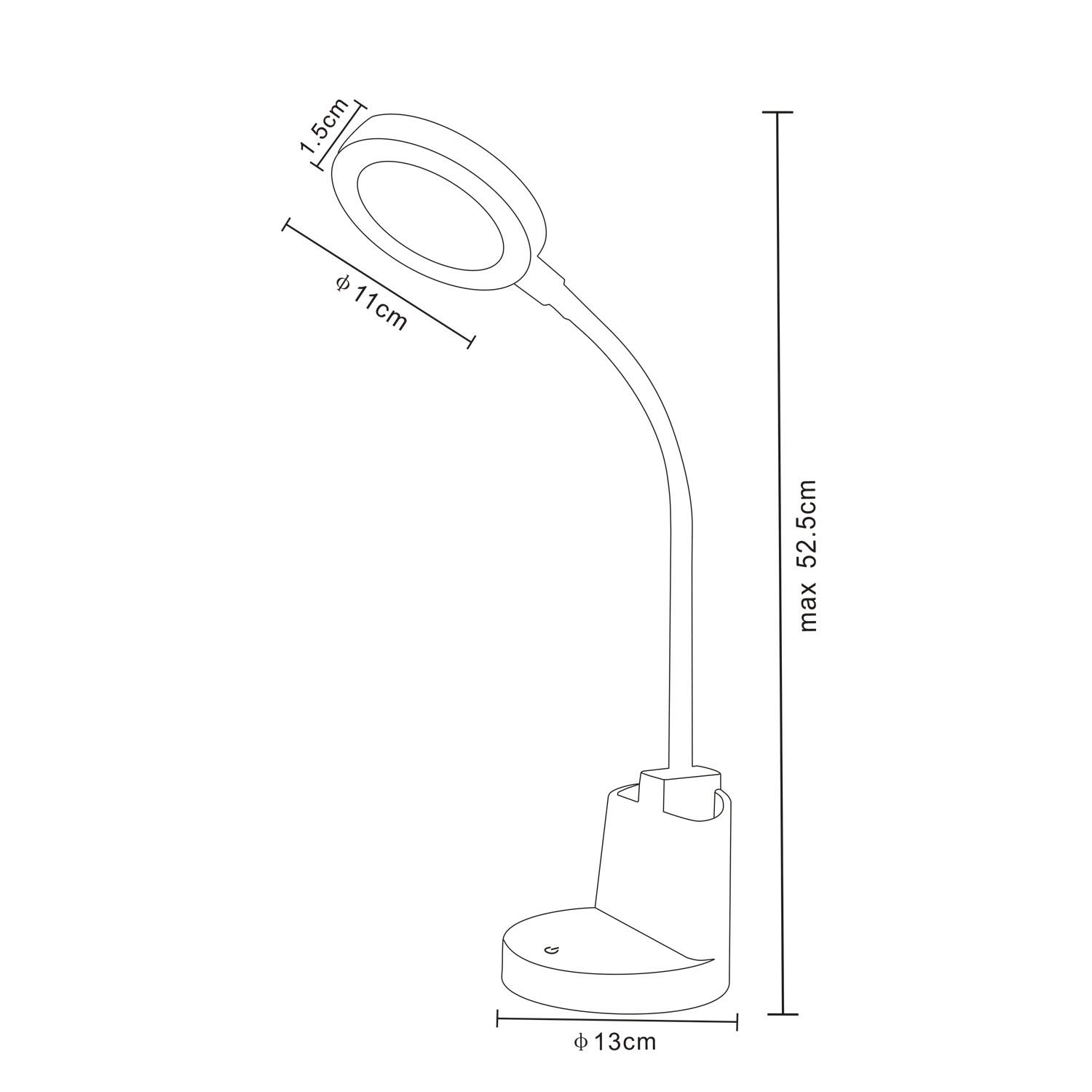 Velamp Lampe de bureau LED 7 W avec interrupteur tactile et porte-stylos. Blanc