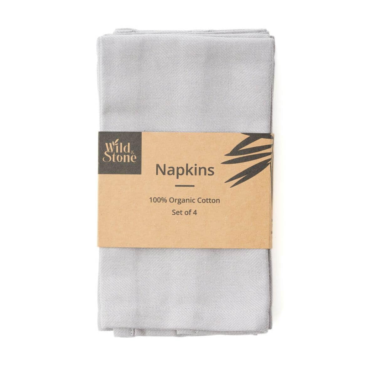 Wild & Stone | Organic Cotton Napkins | Herringbone Weave | Set of 4 (Dove Grey)