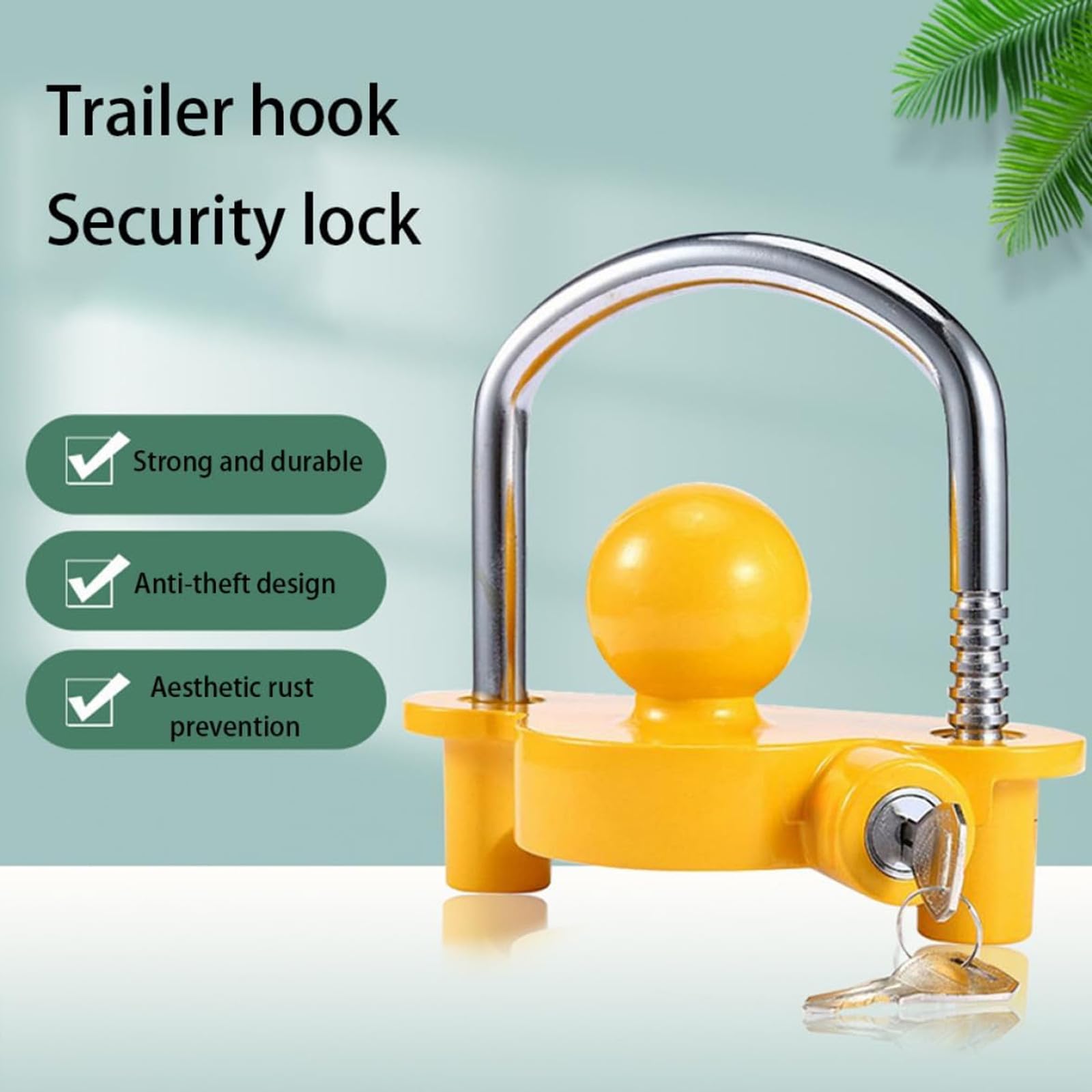 Candado para Enganche Remolque, fácil de Instalar,protección antirrobo, Accesorios Caravana Candado De Seguridad Remolques, Viene con 2 Llaves (Amarillo)