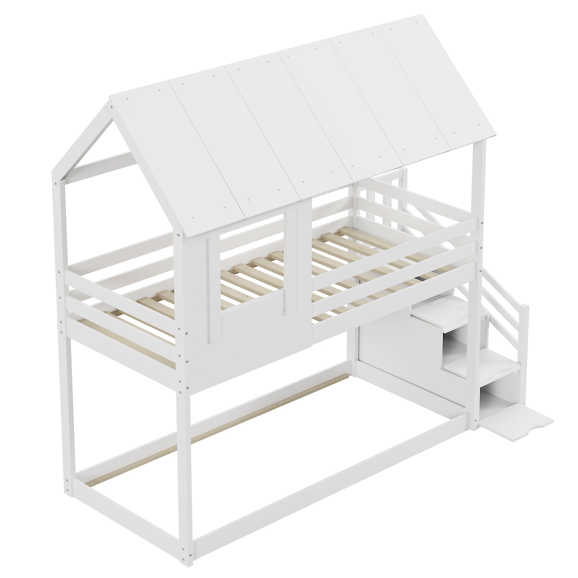 Letto A Castello Lubvtti Con Letto Estraibile - 90x200 E 120x200 Cm In Legno Massiccio - Foto 5