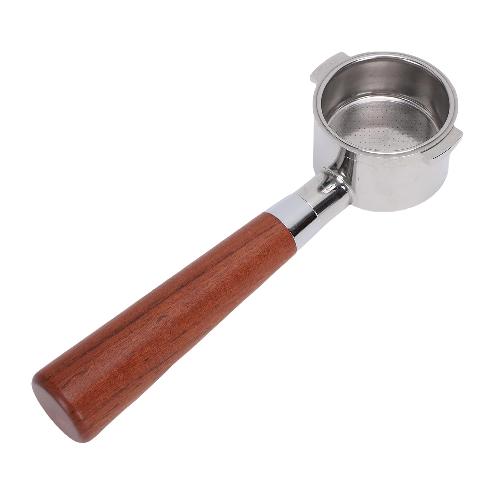 Hidyliu Portafiltro sin Fondo de 51 Mm, Acero Inoxidable con de Madera, 2 Orejas, Diseño de Doble Oreja, Apto para Universal,