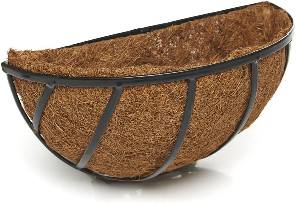 wilko Black Wall Hanging Basket, Iron Blooming Basket with Liner