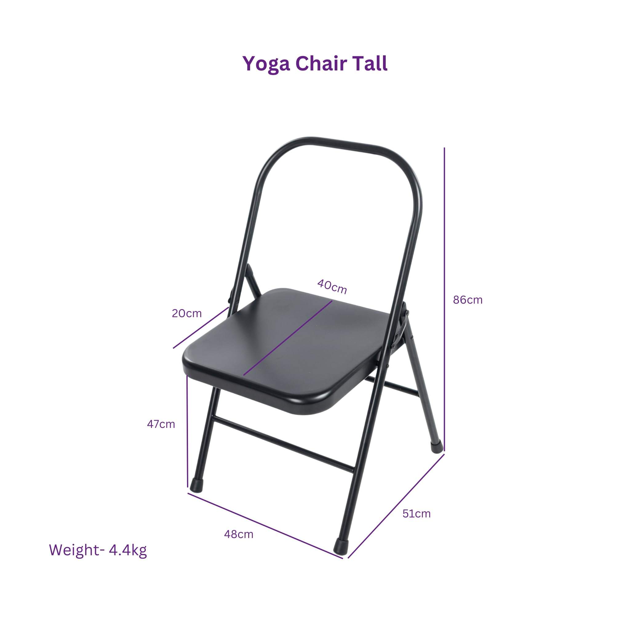 Yogikuti - Sedia da yoga in metallo nera, per Iyengar, senza schienale