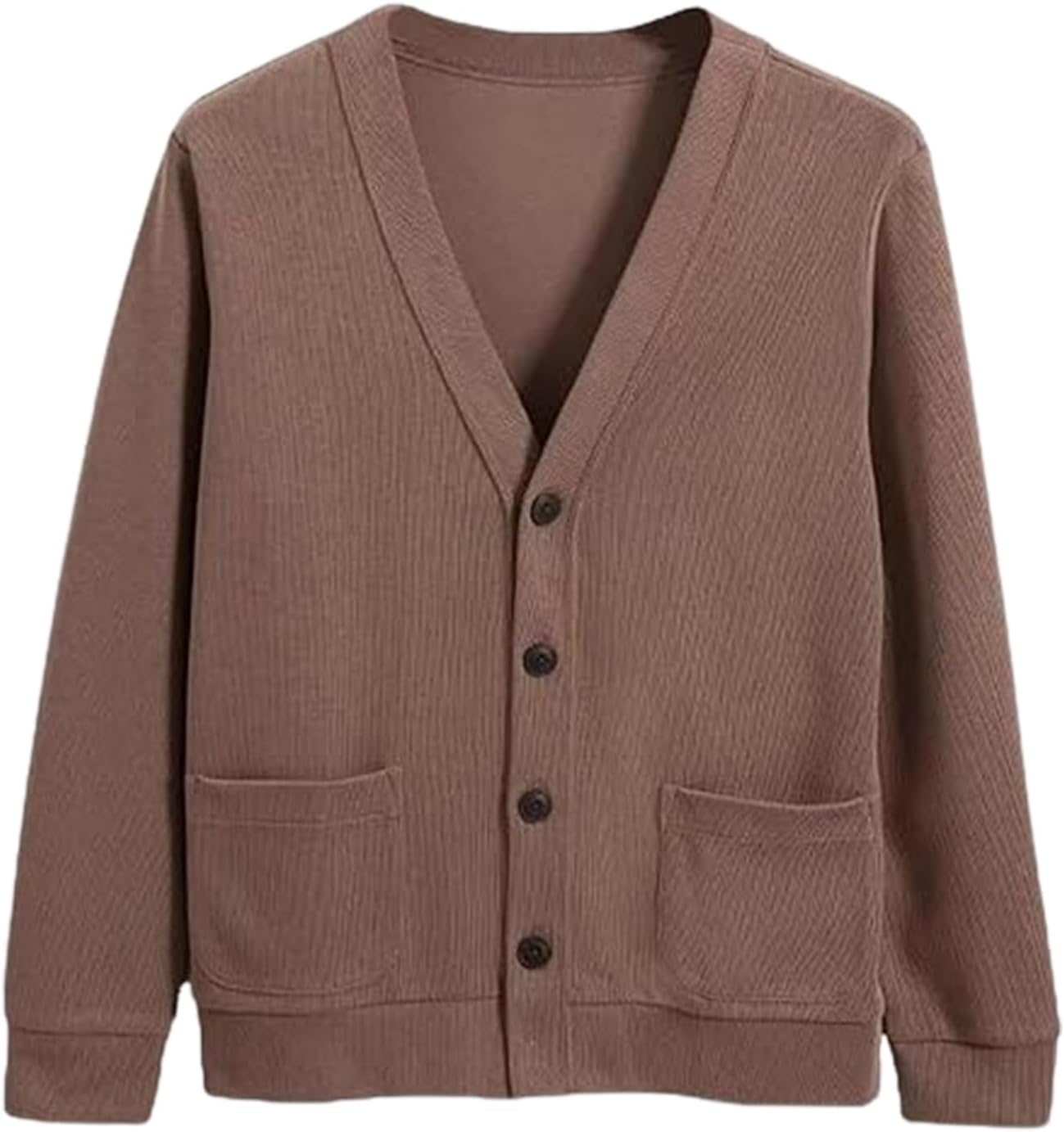 YHNNH Men's Cotton Cardigan Sweater, Men's Long Sleeve V Neck Knitted Casual Relaxed Fit Fall Winter Sweaters with Pockets