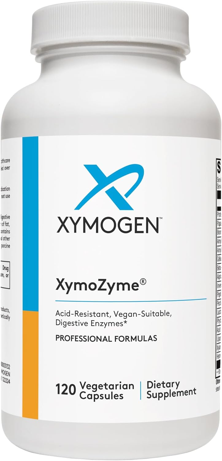 XYMOGEN XymoZyme – Digestive Enzymes for Women and Men with Protease & Bromelain – Acid Resistant, Vegan Digestive Enzymes for Gut Health & Bloating Relief (120 Capsules)