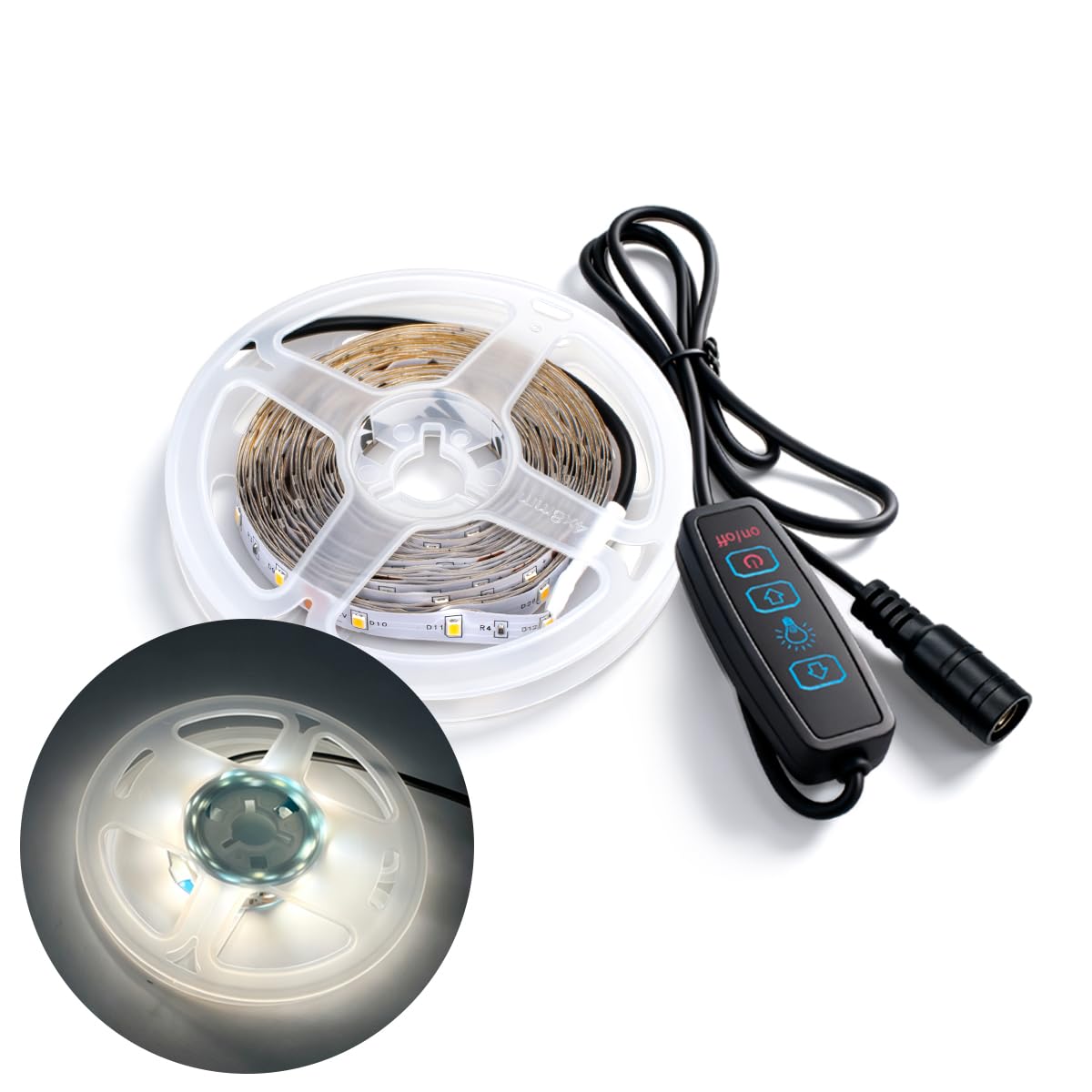 Innfeeltech 5M SMD LED Light Strip, 8mm Width 12V 4000K 60LEDs/m Light Strip, DC Connector