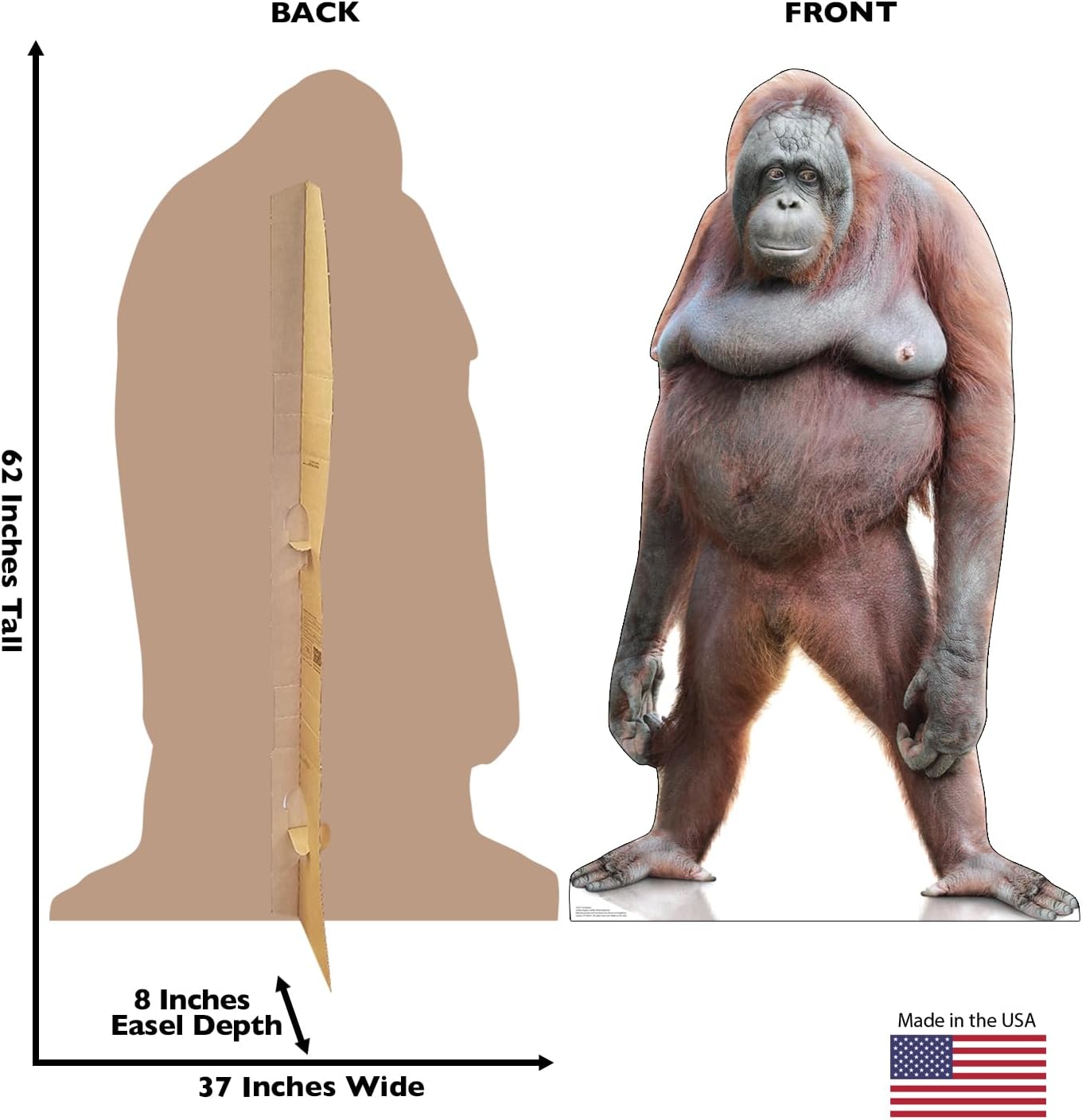 Cardboard People Orangutan Life Size Cardboard Cutout Standup - Made in USA