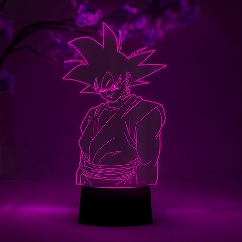 Otaku Lamps Goku Black Dragon Ball Super - Figura de lámpara de anime, luz nocturna de 16 colores RGB LED, control remoto, decoración de habitación Otaku Lamps Goku Black Dragon Ball Super - Figura de lámpara de anime, luz nocturna de 16 colores RGB LED, control remoto, decoración de habitación
