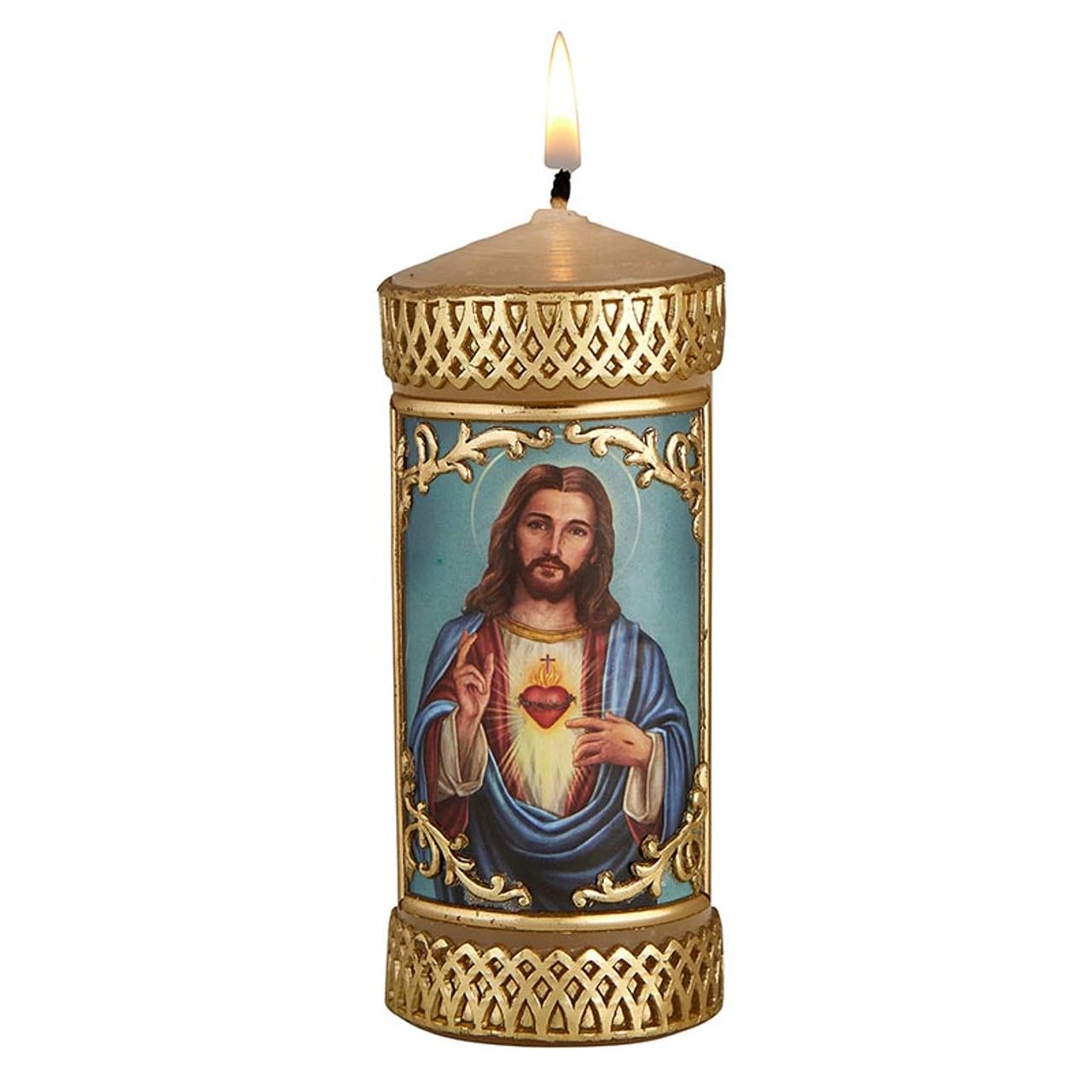 Trinity Church Supply Sacred Heart Devotional Candle Long Lasting Wax Candle for Baptism Prayer Easter Party Decoration, Pack of 2