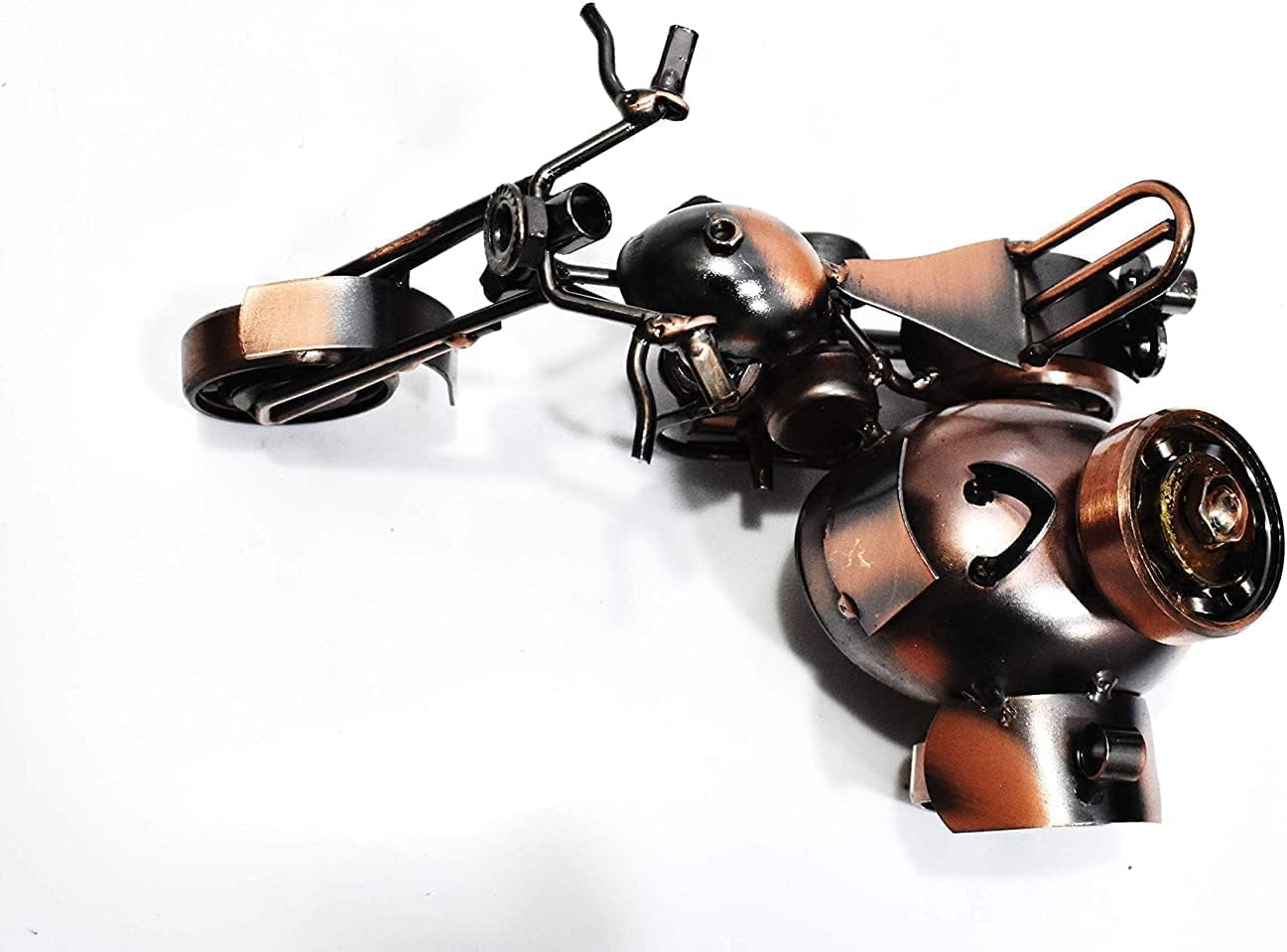 Metal Handmade Royal Look showpiece 3 Wheel Motor Bike | Vintage Decorative Side car Bike | Metallic Colour (17cm)