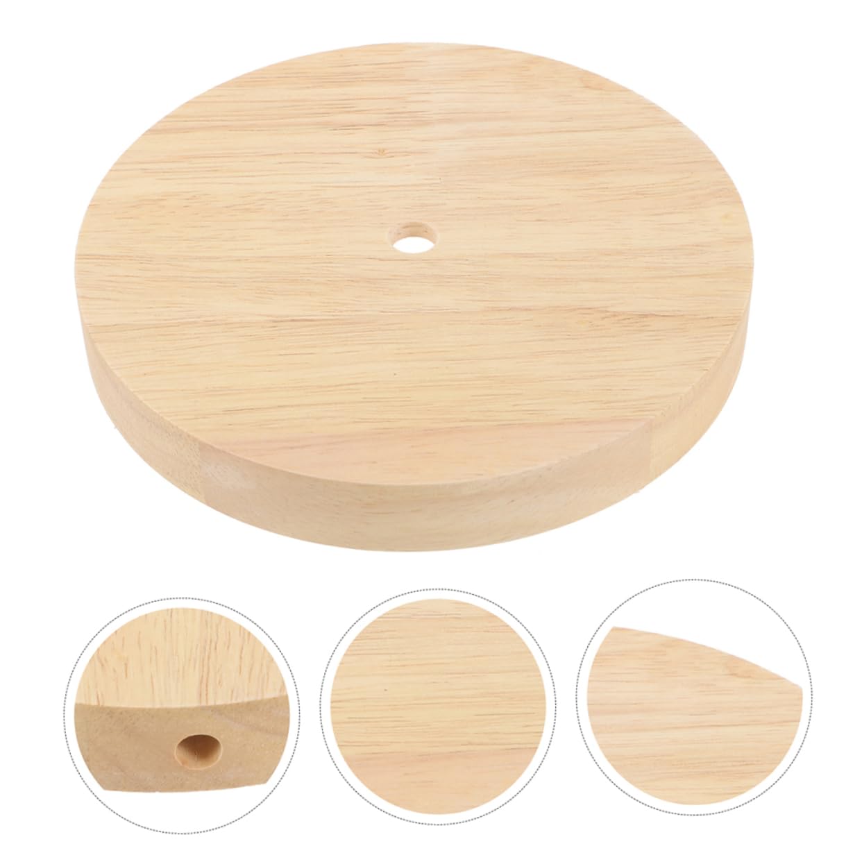 HOUDERCO Diy Lamp Base Light Parts Stand Wooden Round Table Lamp Base for Desk Home Office