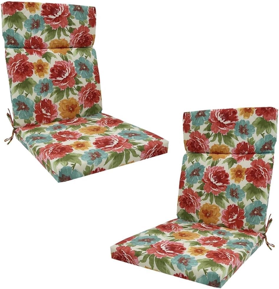 Set Of 2 Waterproof High Back Garden Chair Cushions Indoors/Outdoors Seat Cushion Sun Lounger With Ties For Patio, Loungers, Recliners & Rocking Chairs(Style B)