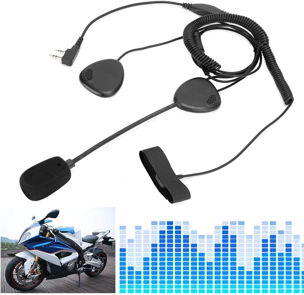 Motorcycle Helmet Headset, K Head Motorbike Intercom PTT Headphone Earphone with Microphone for Two Way Radio Walkie Talkie