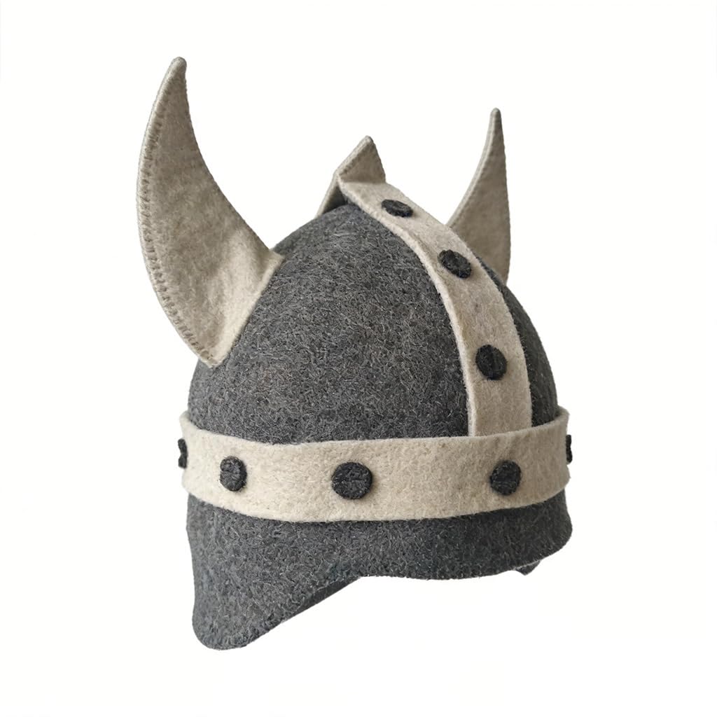 Viking Style Wool Sauna Hat with Hooks, Large Thick Wool Sauna Hats for Men Women, Sauna Hair Protection, Steam Bath Hat Room Cap Accessories Felt Heat Dry Headrest, Steam Room Essential Parts Grey
