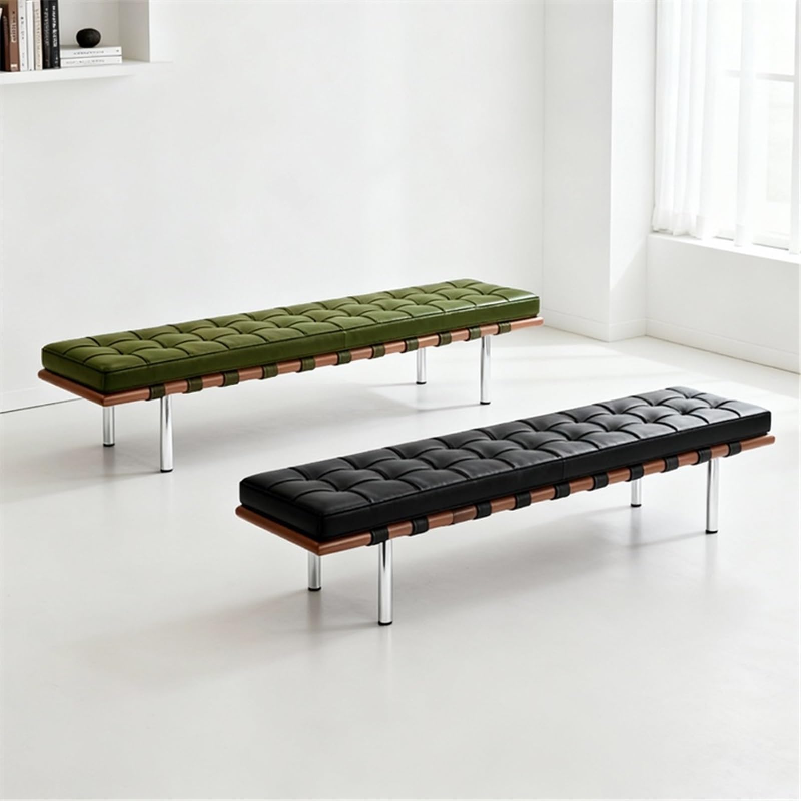 Nowoczesna skórzana ławka do przewijania butów - stylowa czarna drewniana szatnia sofa łóżko do wejścia do domu wszechstronny design idealny do nizowania butów i akcesoriów