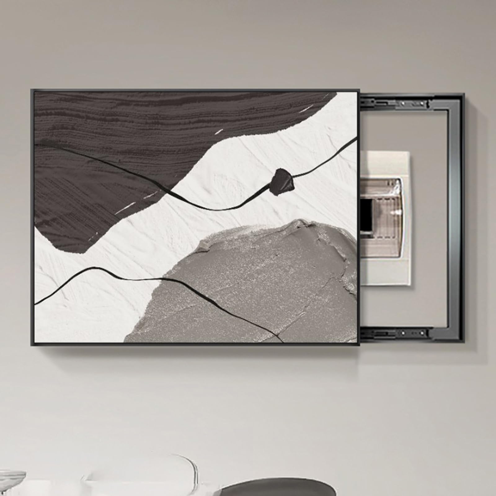 F,70X50cm, Electric Box Cover Push And Pull Modern Decorative Electric Box Cover Electric Meter Box Counters Decoration Hide Paintings Creative Simple Design Distribution Box Painting [Energy Class A]