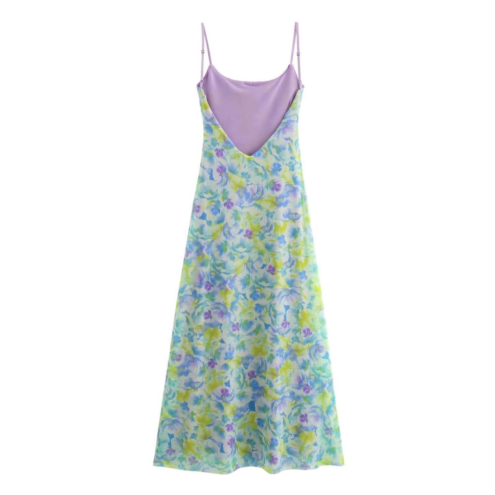 Vestido Largo Verano Mujer Vestido Lencero Azul con Estampado Floral De Malla, Largo Midi, Vestido Sin Mangas De Talle Alto para Mujer, Fresco Y Dulce.