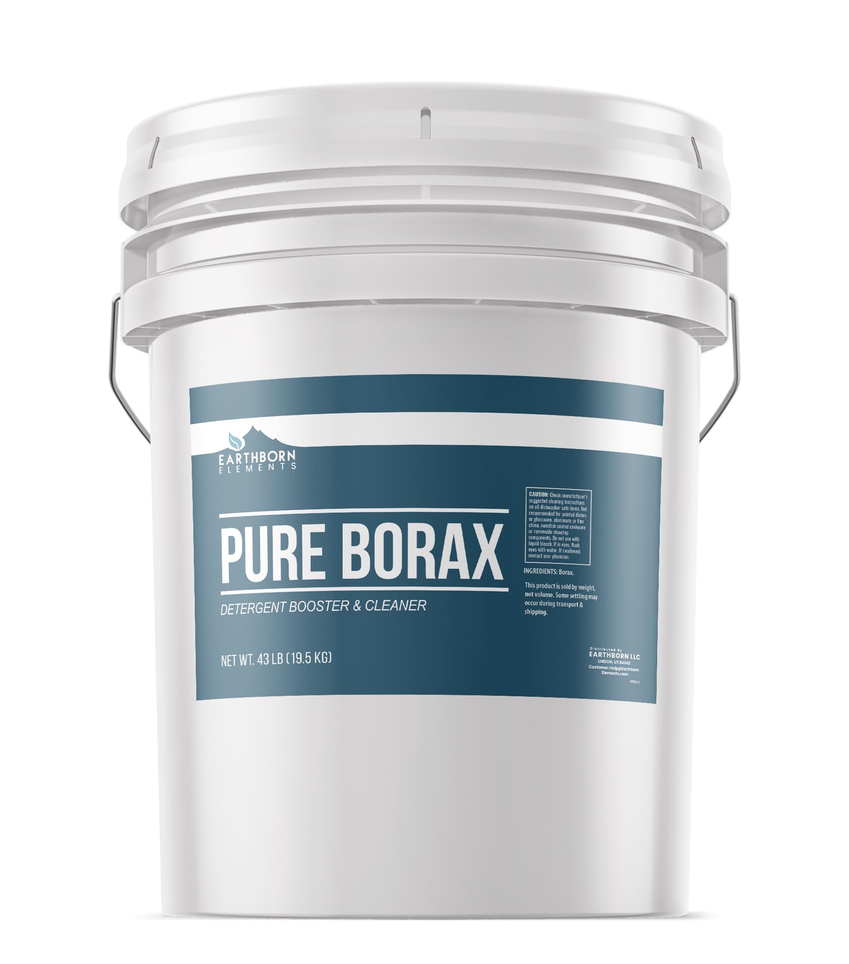 Earthborn Elements Borax Powder (5 Gallons), Multipurpose Cleaner & Detergent Booster, Resealable Tub