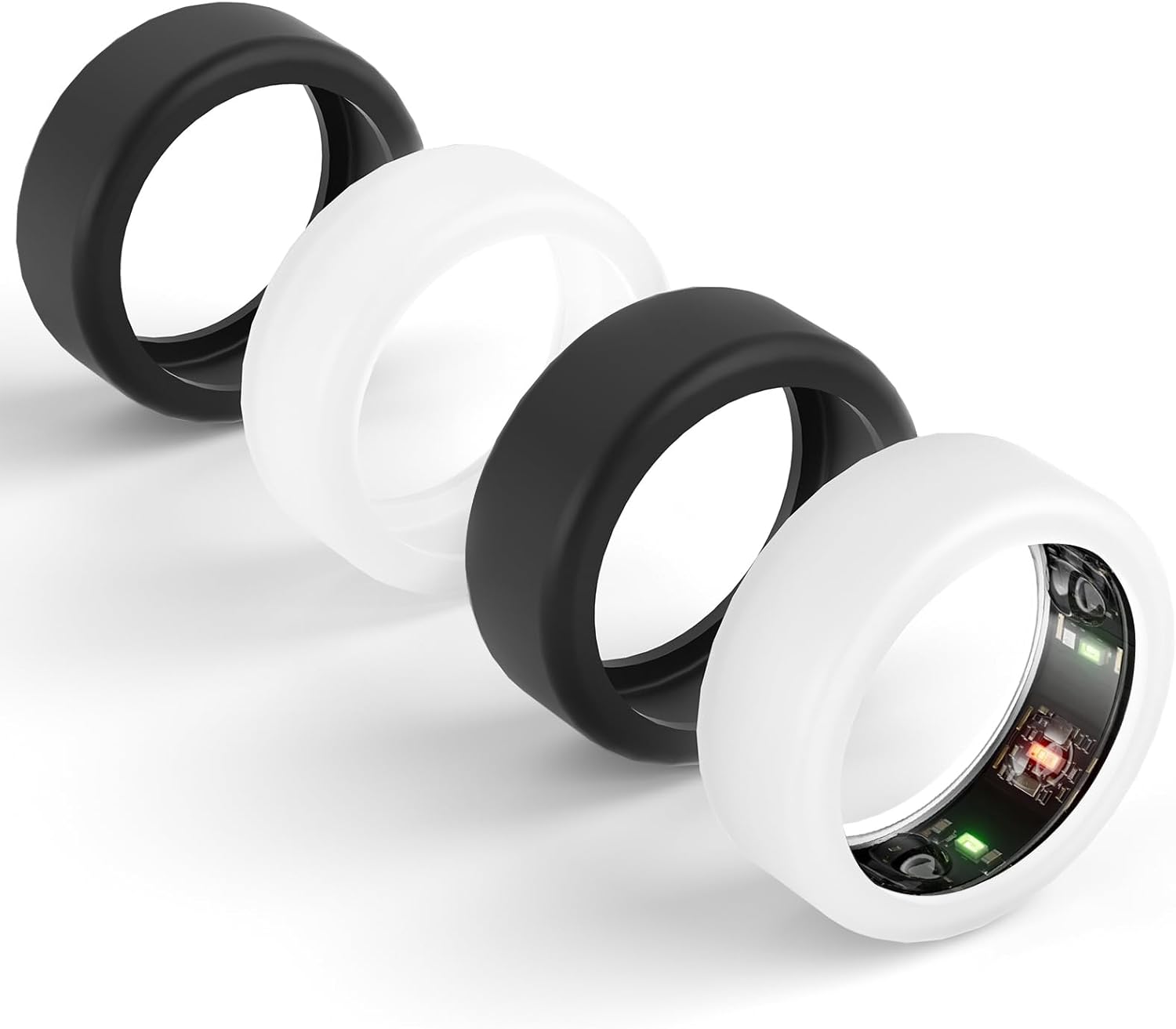 Ring Protector Compatible for Oura Ring 4/Gen3/Samsung Galaxy Ring/RingConn Gen 2&1/ULTRAHUMAN Ring AIR,Silicone Case Finger Woking Out Women Men(Black*2+Clear*2,S for 5/6/7/8/9/10) S for 5/6/7/8/9/10 Black*2+Transparent*2