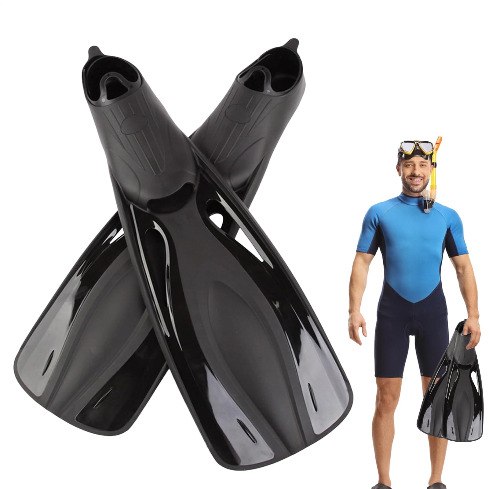 Pinne da snorkeling, set di pinne da snorkeling per adulti, 1 paio di pinne regolabili per attività all'aria aperta, attrezzatura da allenamento per donne, uomini, professionisti principianti