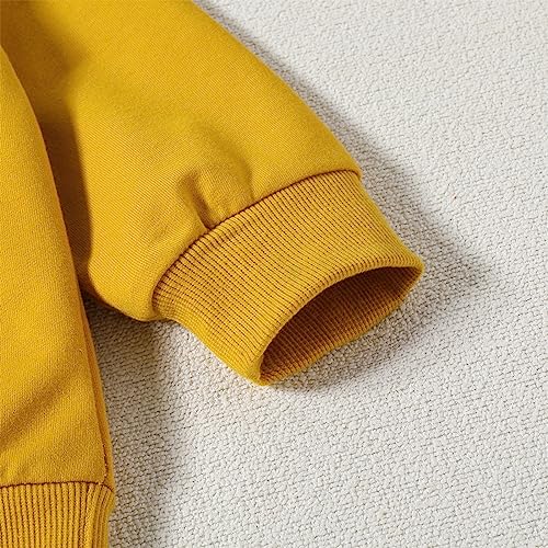 Boy's Fleece Sweatshirts Baby Boy Long Sleeve Monogram Printed Hoodies Sweatshirt Sweatsuit Fall (Yellow, 3-4 Years) 6