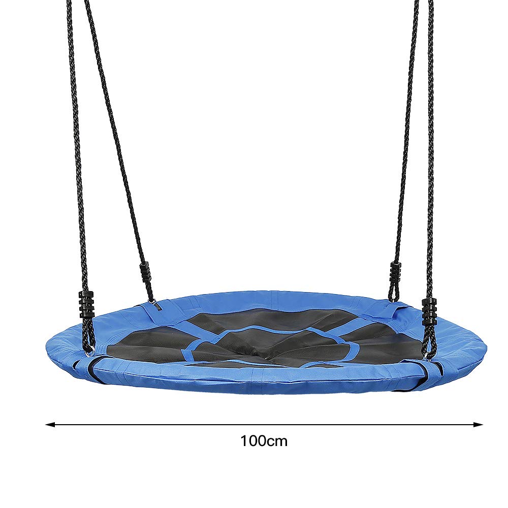 Balancín de pájaro redondo para niños, con altura ajustable, 150 – 180 cm, máx. 200 kg (100 x 100 x 180 cm, azul)