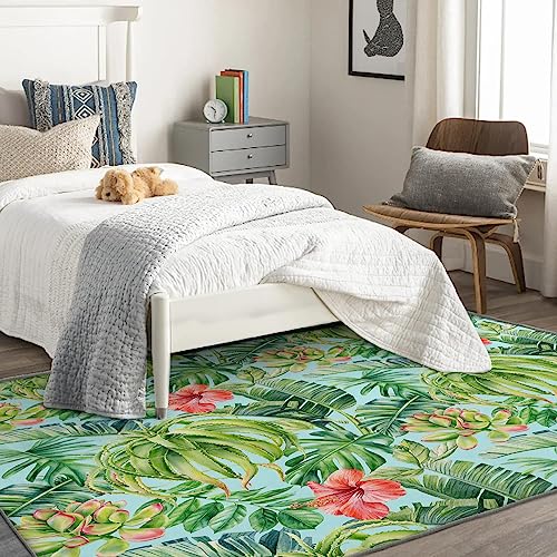 Tapete decorativo 4x6 Tropical Leaf para sala y dormitorio miniatura 2