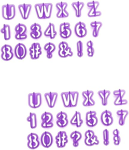 EXCEART 80 piezas de moldes de galletas de fondant para tartas de fondant, alfabeto, color morado