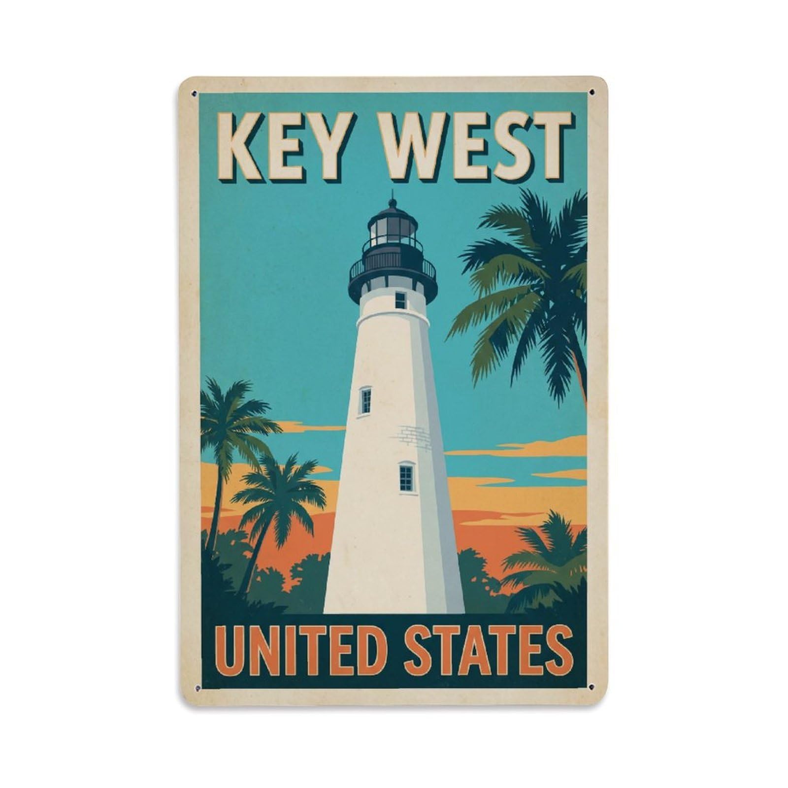Xanthor Style Usa Key West Vintage Travel Metal Tin Sign