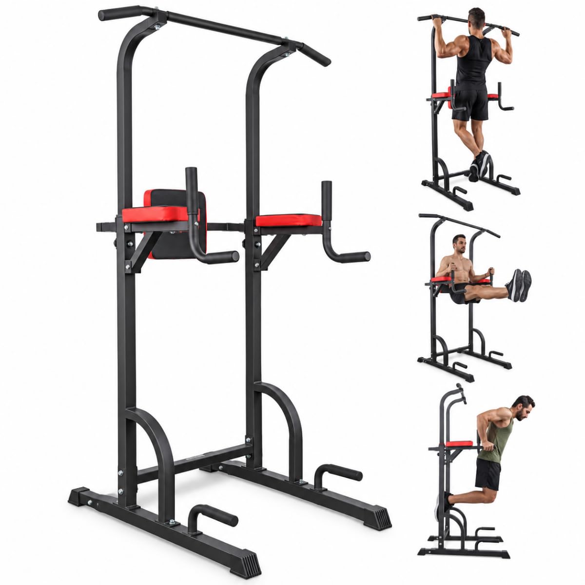 Mobiclinic®, Power tower Dip Station, Regolabile su 8 Altezze, Schienale Regolabili, Stazione di Trazione Muscolare, Torre Multifunzionale, Robusta, Palestra Domestica, Pull-up, Multifit
