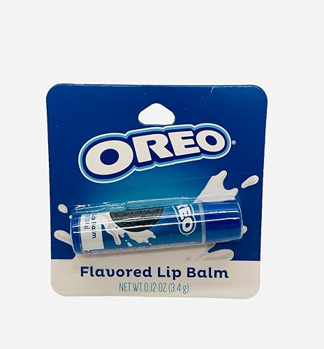 Taste Beauty (1) Bálsamo labial con sabor a galletas Oreo sin gluten, tubo azul cardado, peso neto, 0.12 onzas