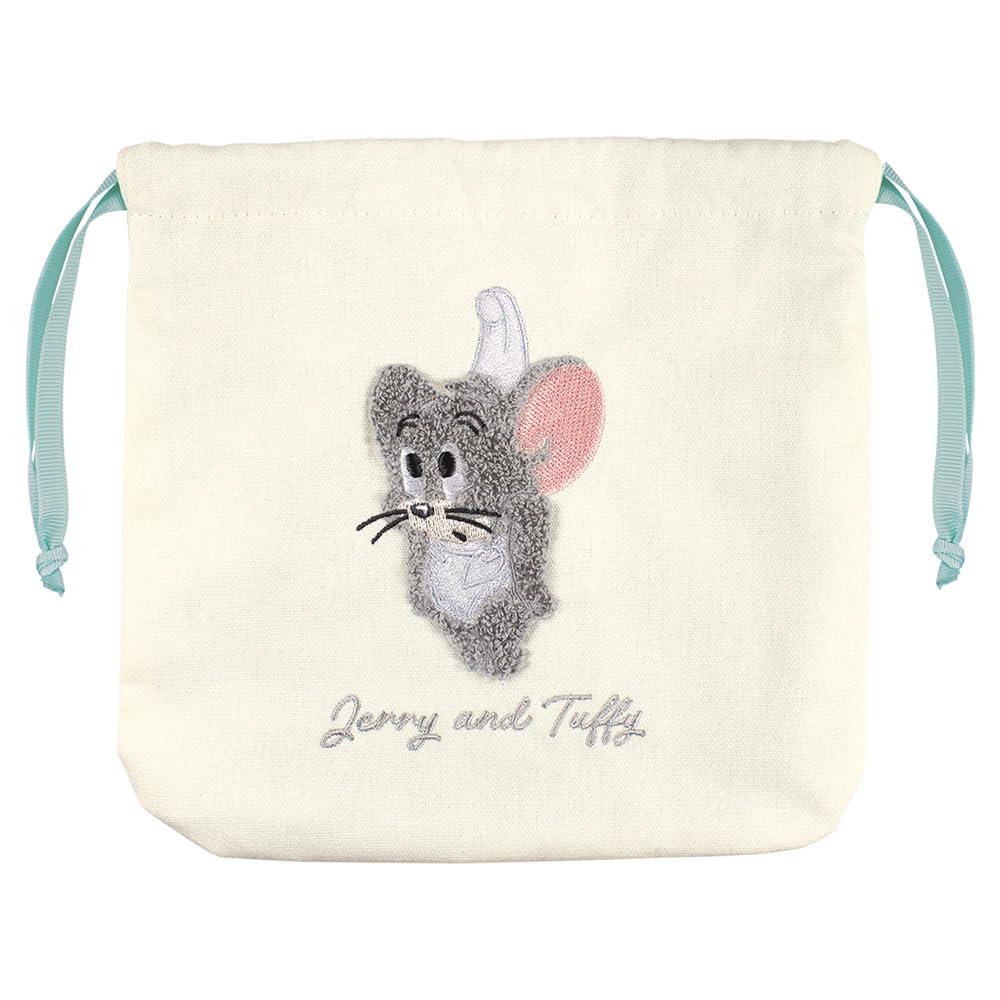 トムジェリ　刺繍付きベージュかごバッグ　新品未使用品 トムとジェリー バックプリント＆ブラシアップリケ刺繍SWEAT