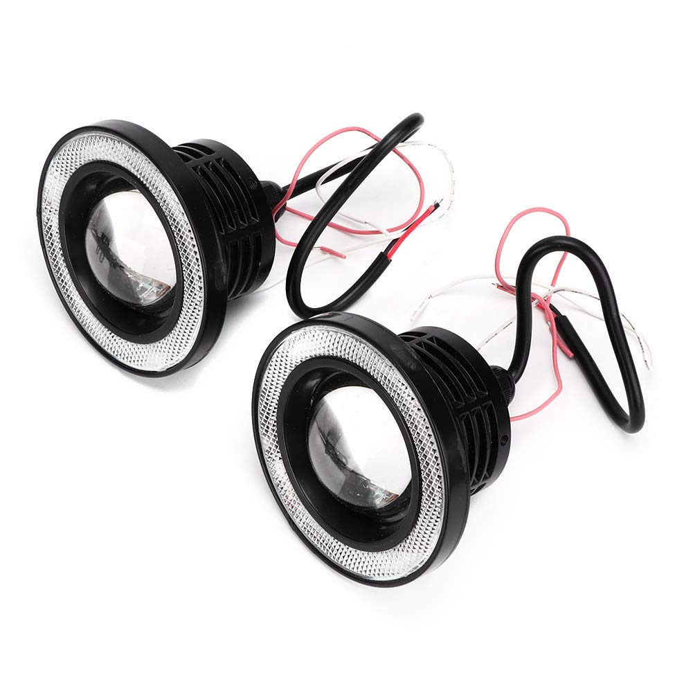 Fendinebbia Anteriore LED Angel Eyes - Modifica 89mm Paraurti Con Lente Trasparente - Kit Coppia Lato Conducente e Passeggero