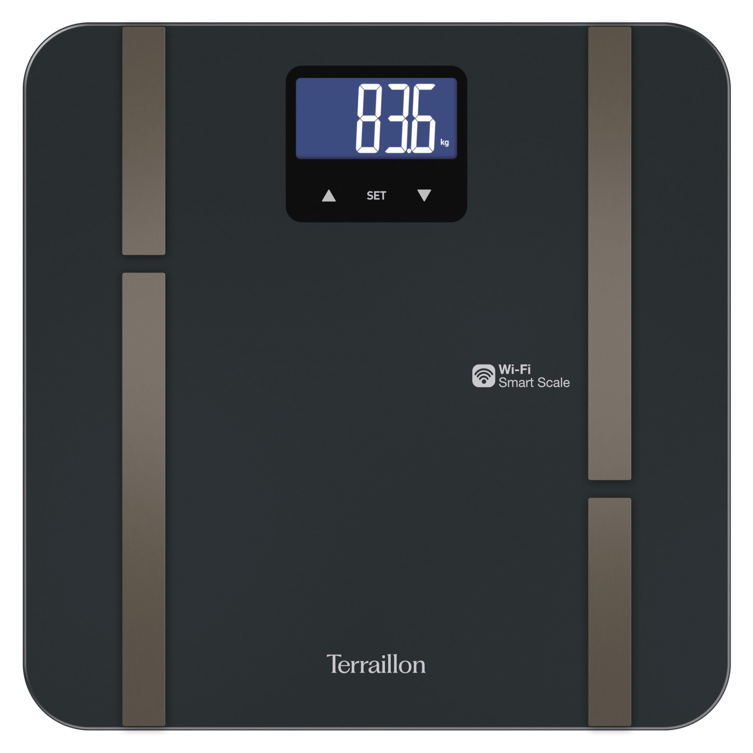 TERRAILLON - MASTER FIT ULTRA Bilancia connessa Wi-Fi, Frequenza cardiaca, Analisi delle masse grasse, muscolare, idrica, ossea e viscerale, BMI, Apporto calorico giornaliero