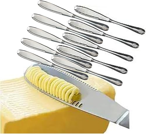 Esparcidor de mantequilla de acero inoxidable, cuchillo de mantequilla, utensilios de cocina 3 en 1 (10 juegos)