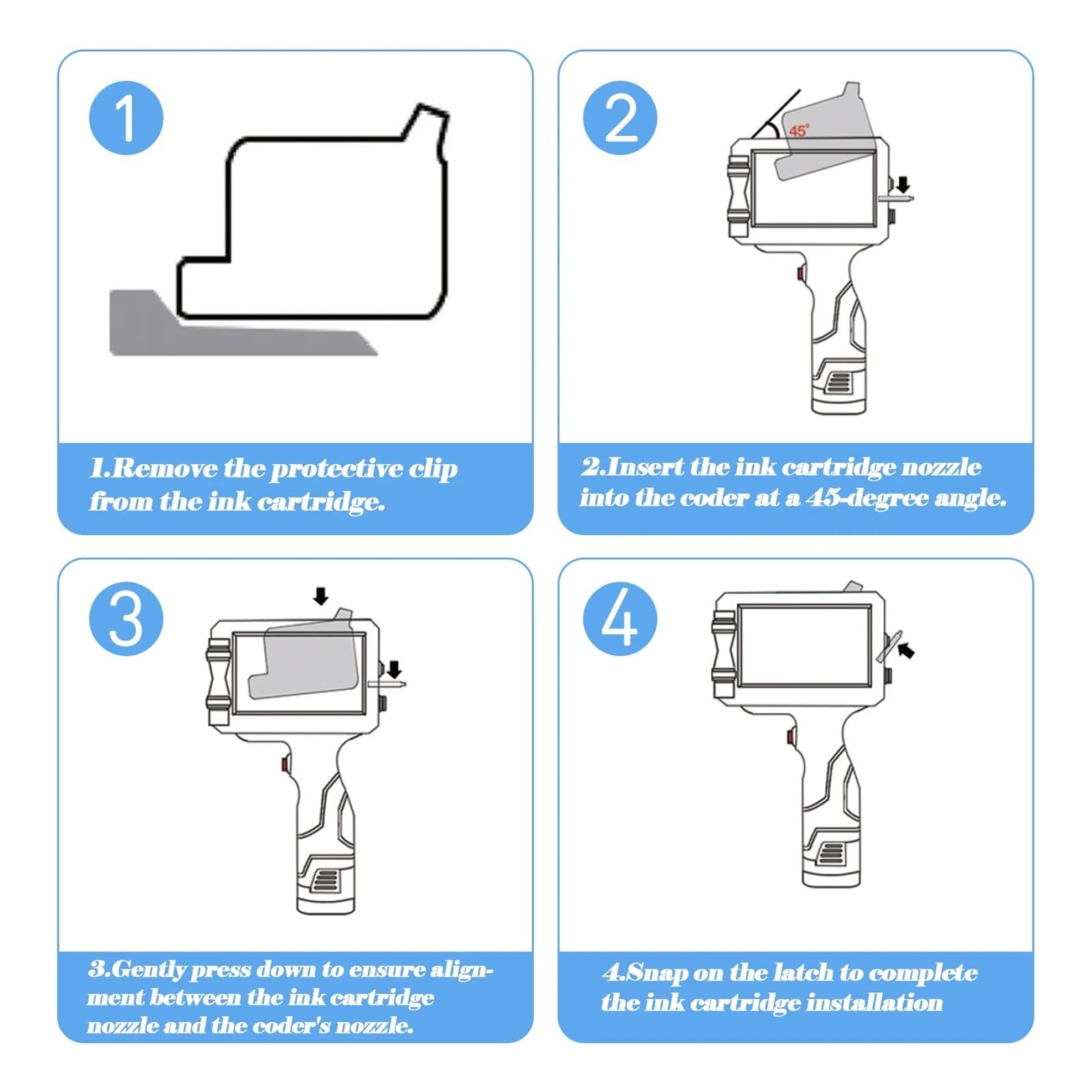 Cartuccia for stampante a getto d'inchiostro portatile online da 1/2/3/5 pezzi, inchiostro solvente impermeabile ad asciugatura rapida nero da 12,7 mm Su Cartone, Legno(1PCS)