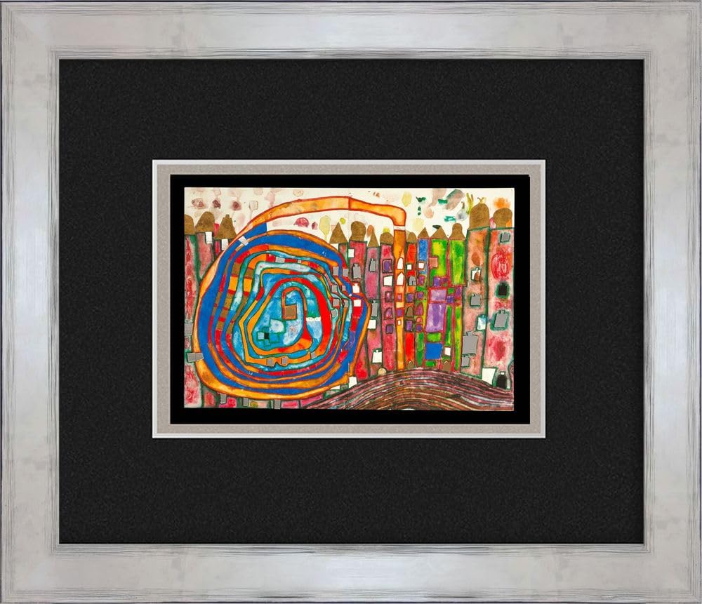 artissimo Bild gerahmt 30x35 cm Friedensreich Hundertwasser „Who has eaten all my windows“ AG5716 – hochwertiger Kunstdruck mit Rahmen, kleines Wandbild für Bilderwand, Büro & Praxis