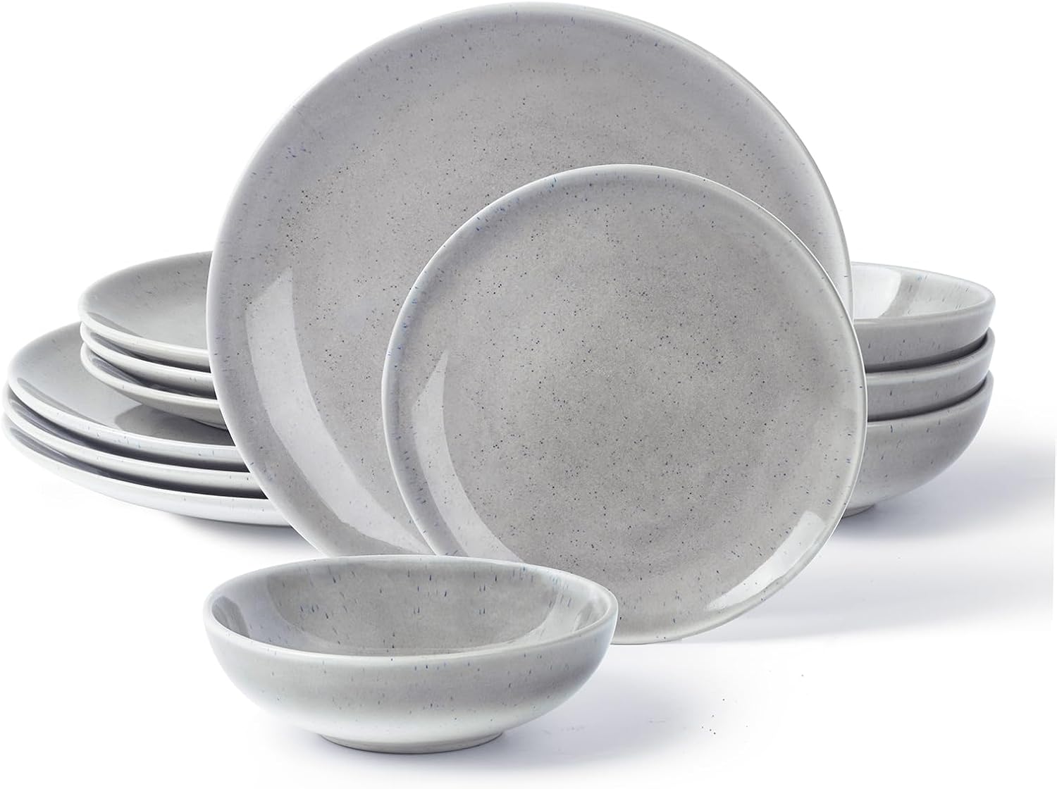 CQN&ZXD Plates and Bowls Sets for 4, 12 Pieces Hand-Painted Ceramic Dinnerware Sets with Gradient White Underside, Microwave & Dishwasher Safe Dishes Set, Modern Minimalist Style, Velvet Grey & Blue CQN&ZXD Plates and Bowls Sets for 4, 12 Pieces Hand-Painted Ceramic Dinnerware Sets with Gradient White Underside, Microwave & Dishwasher Safe Dishes Set, Modern Minimalist Style, Velvet Grey & Blue