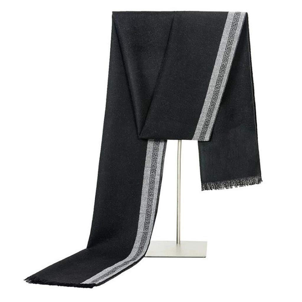 Loisirs Hommes Couleur Unie Écharpe Imitation Soie Unisexe Épais Chaud Hiver Longue Taille Foulards Mâle Mode Noir Porter Casual Classique Chaud(A-30x180cm)