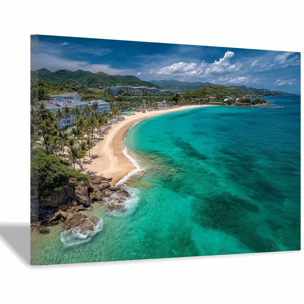 HOQIU Vintage wall art Tropical Resort Coasts decorative painting, wall art, for Living Room Bathroom Bedroom Kitchen Decoration.(Multicolor)-70x100cm Framed