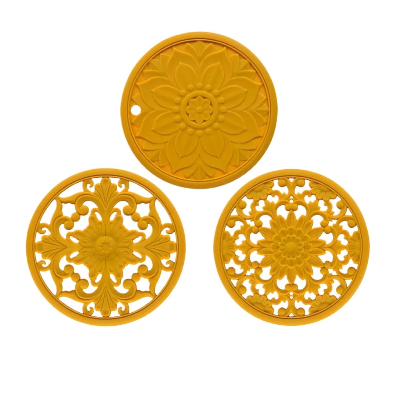 silicone trivet Table Mat, Silicone Trivet 3Pcs Multicolor 16cm 20cm Reusable Heat Placemat Kitchen Decor(20cm Yellow)