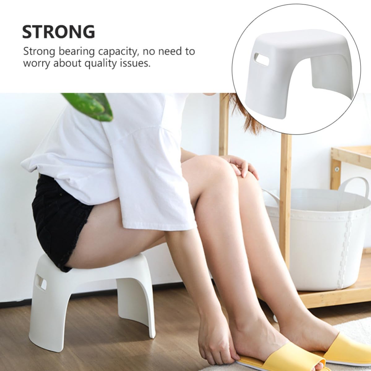Taburete Antideslizante para Niños, Pp Blanco, Estilo Nórdico Compacto
