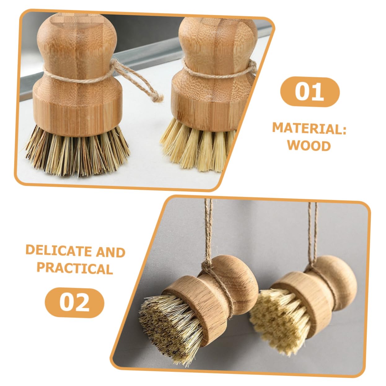 TOPBATHY 4 Juegos Juego De Cepillos para Platos De Cocina Cepillo Recogedor Cepillo para Platos con Dosificador De Jabón Acondicionador De Tela Cacerola Hundir De Madera 4 Uds * 4