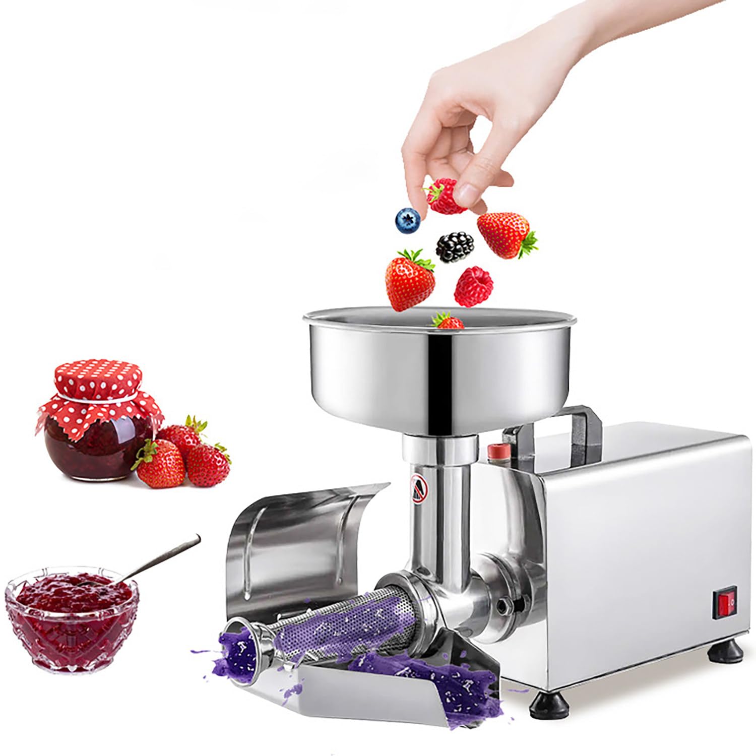 Passatoi per Pomodori Elettrici Commerciali | Macchina per Salsa Di Pomodoro Da 450 W,Passaverdure Elettrico in Acciaio Inox Pressa per Salsa Di Pomodoro,Fragole Mirtilli