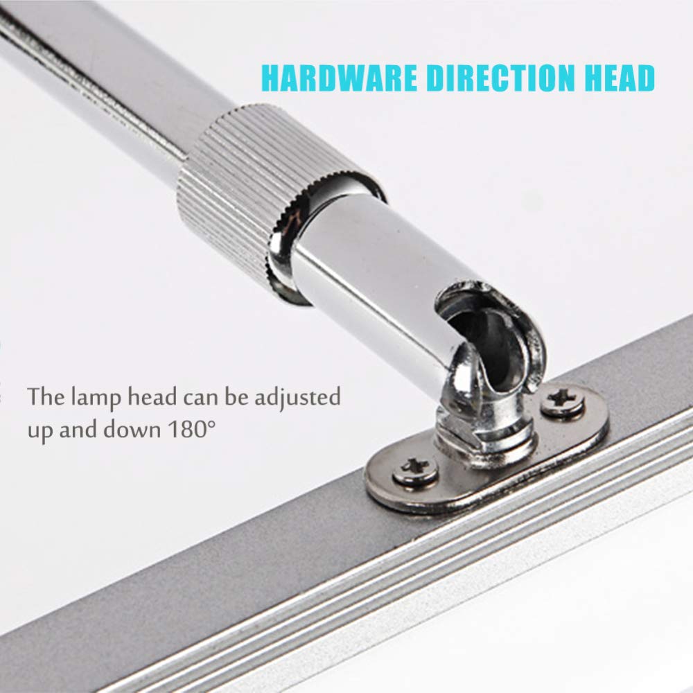 LED Spiegellampen Teleskop 180° Verstellbar Badezimmerschrankleuchte Wasserdicht Edelstahl Wandmontage Make-up-Beleuchtung,Chrome+CoolWhite-50cm